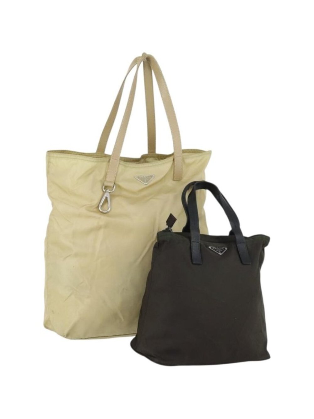PRADA Tote Bag Nylon 2 Set Khaki Beige